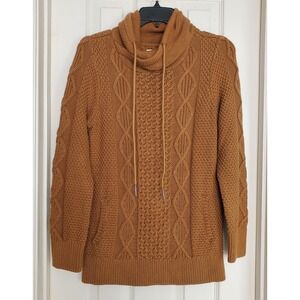 L.L.Bean Signature Cotton Funnel Neck Cotton Fisherman Cable Knit Sweater Small